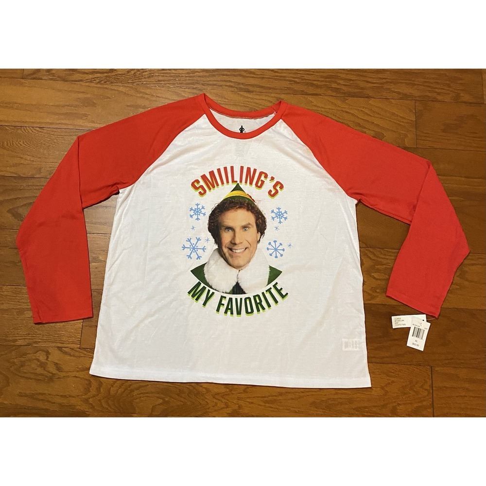 BRIEFLY STATED Unisex Size XL ELF Holiday Pajama Top "Smiling's My Favorite" $63